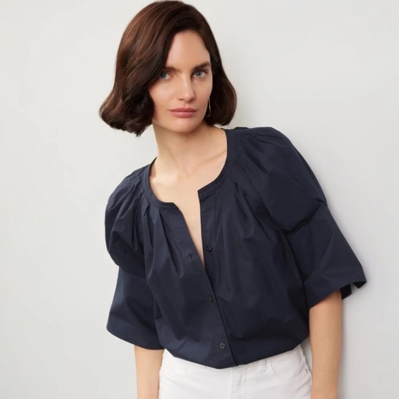 A.L.C. The Chloe Top Blouse in Navy Blue Size 00 - Picture 1 of 8